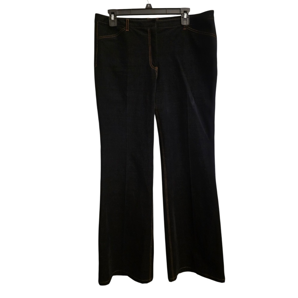 Theory Demitria 2D VElvet Denim Flared Pants Women's‎ Size 10 Dark Wash